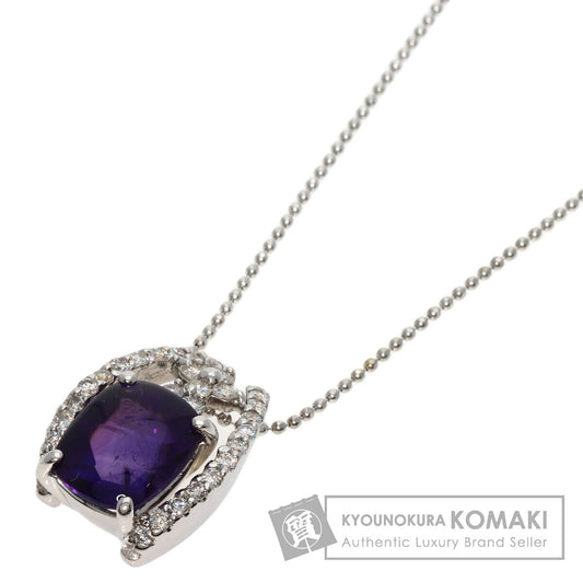 3ct Amethyst Diamond Necklace K18 White Gold  7g　Ladies