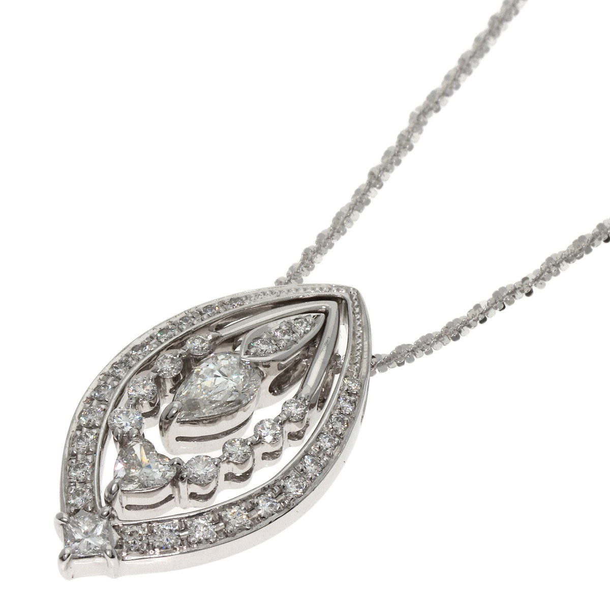 0.406ct Diamond Necklace K18 White Gold  9.5g　Ladies