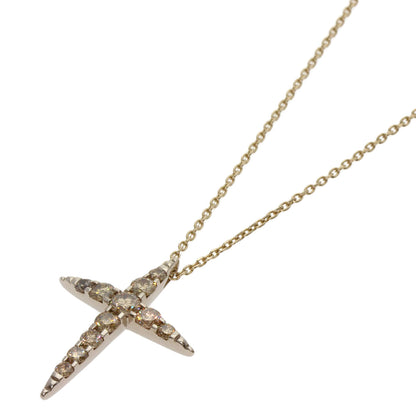Kashikey Naked Cross Brown Diamond Necklace K18BG Ladies [Used]