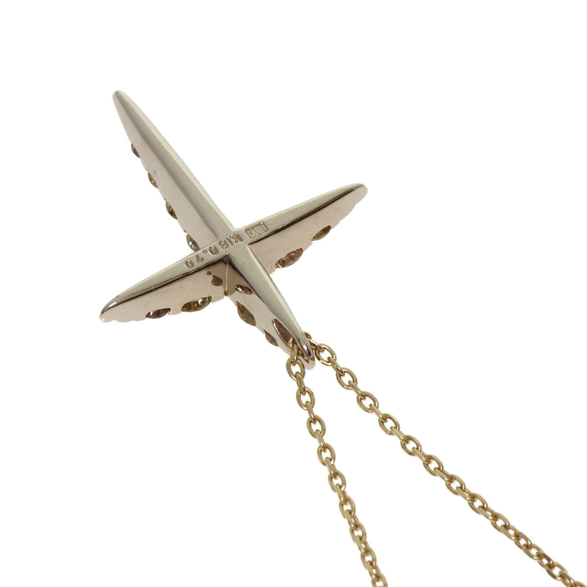 Kashikey Naked Cross Brown Diamond Necklace K18BG Ladies [Used]
