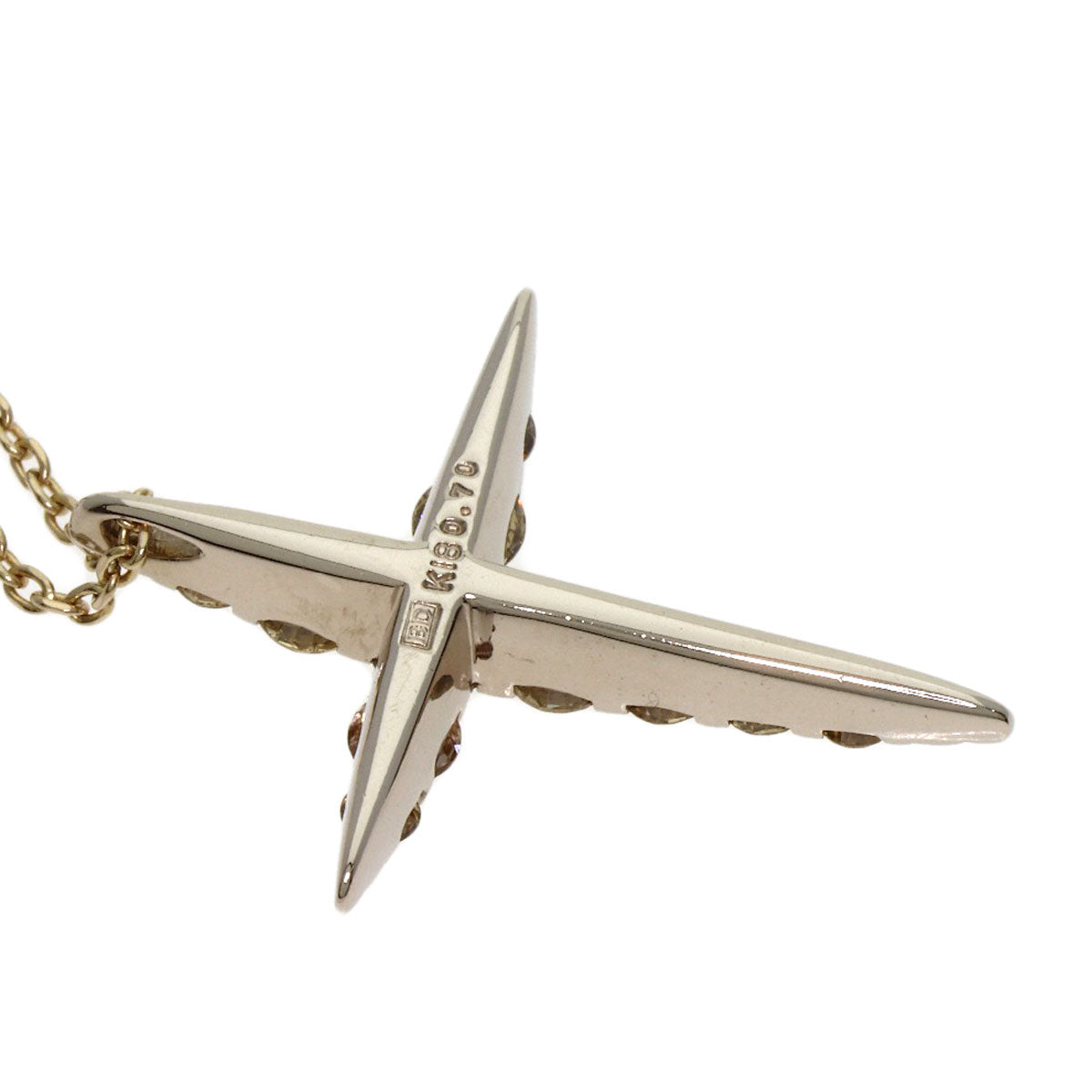 Kashikey Naked Cross Brown Diamond Necklace K18BG Ladies [Used]