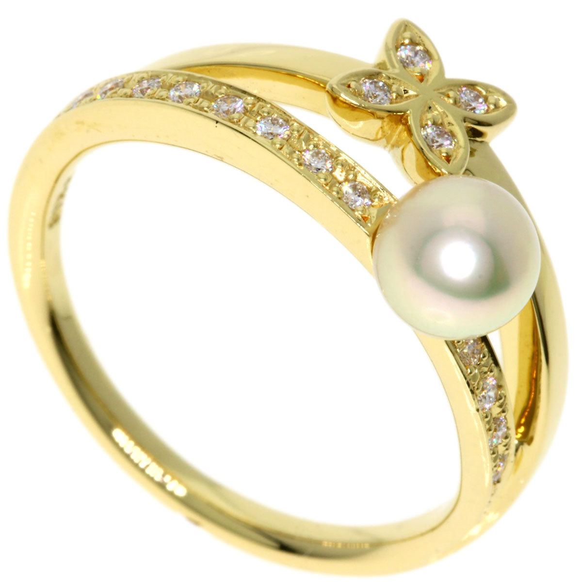 MIKIMOTO   Ring Pearl Pearl Diamond K18 Yellow Gold Ladies