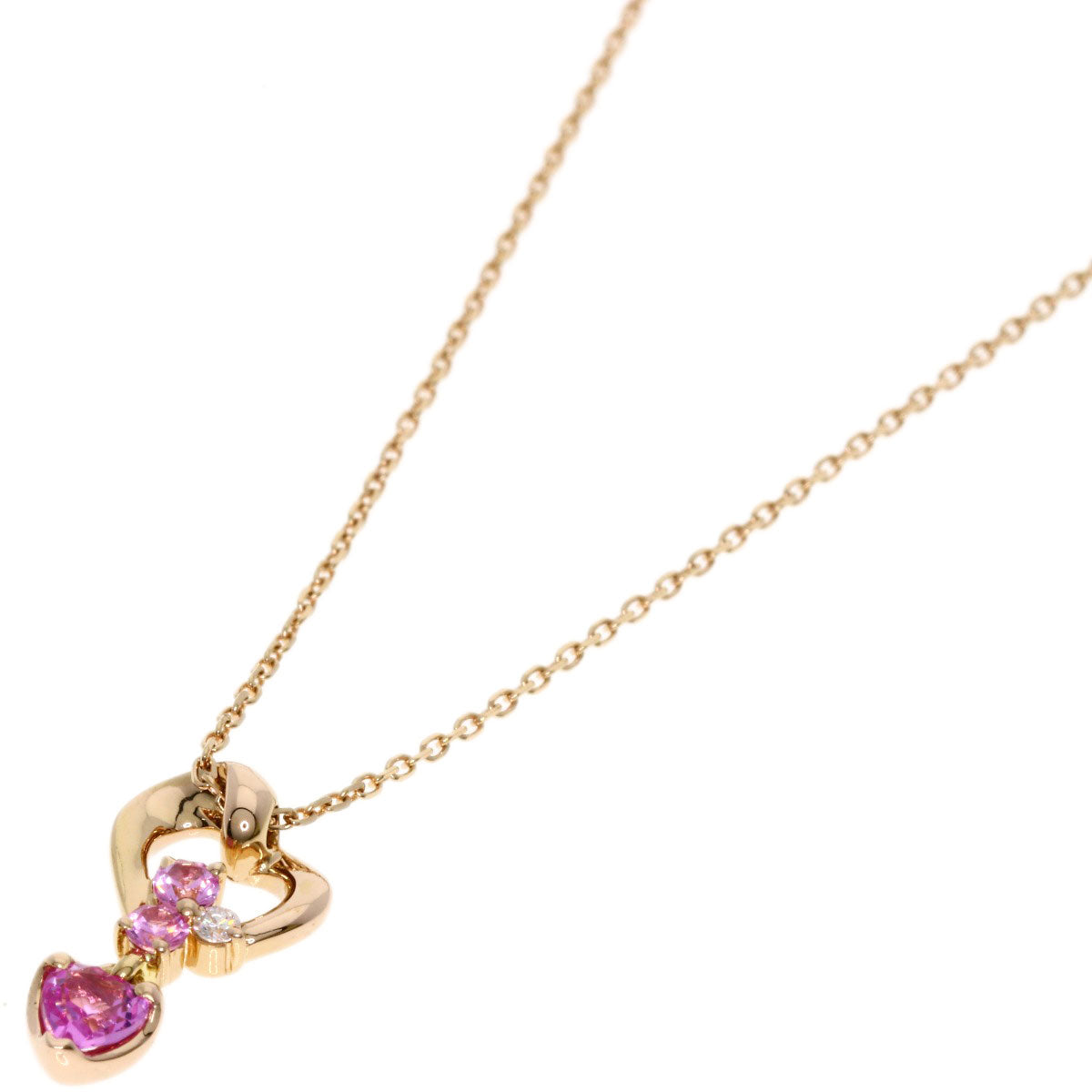 4℃   Necklace Pink Sapphire Diamond K18 Pink Gold Ladies