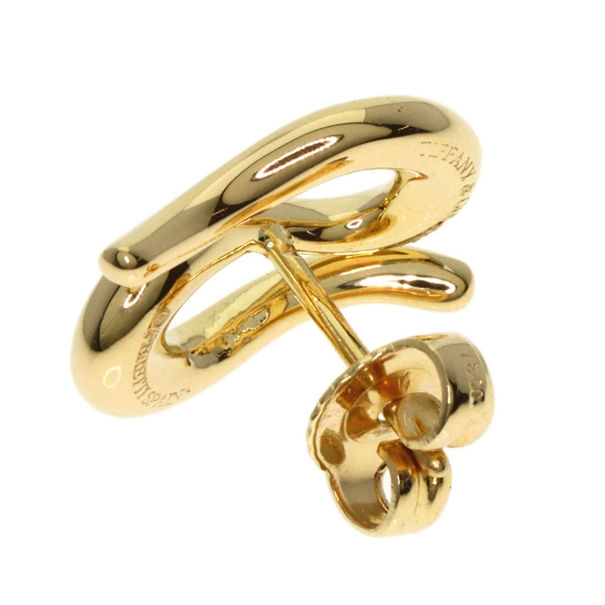 TIFFANY&Co. Elsa Peretti Open Wave One Side earring K18 Yellow Gold Ladies [Used]