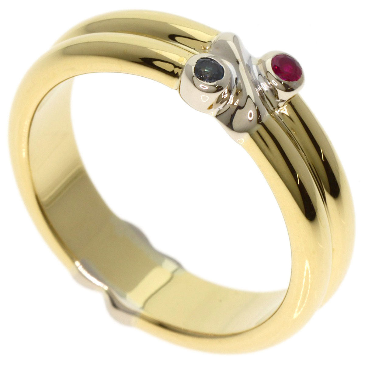 TIFFANY&Co. Signature Ruby Sapphire Ring K18 Yellow Gold Ladies [Used]