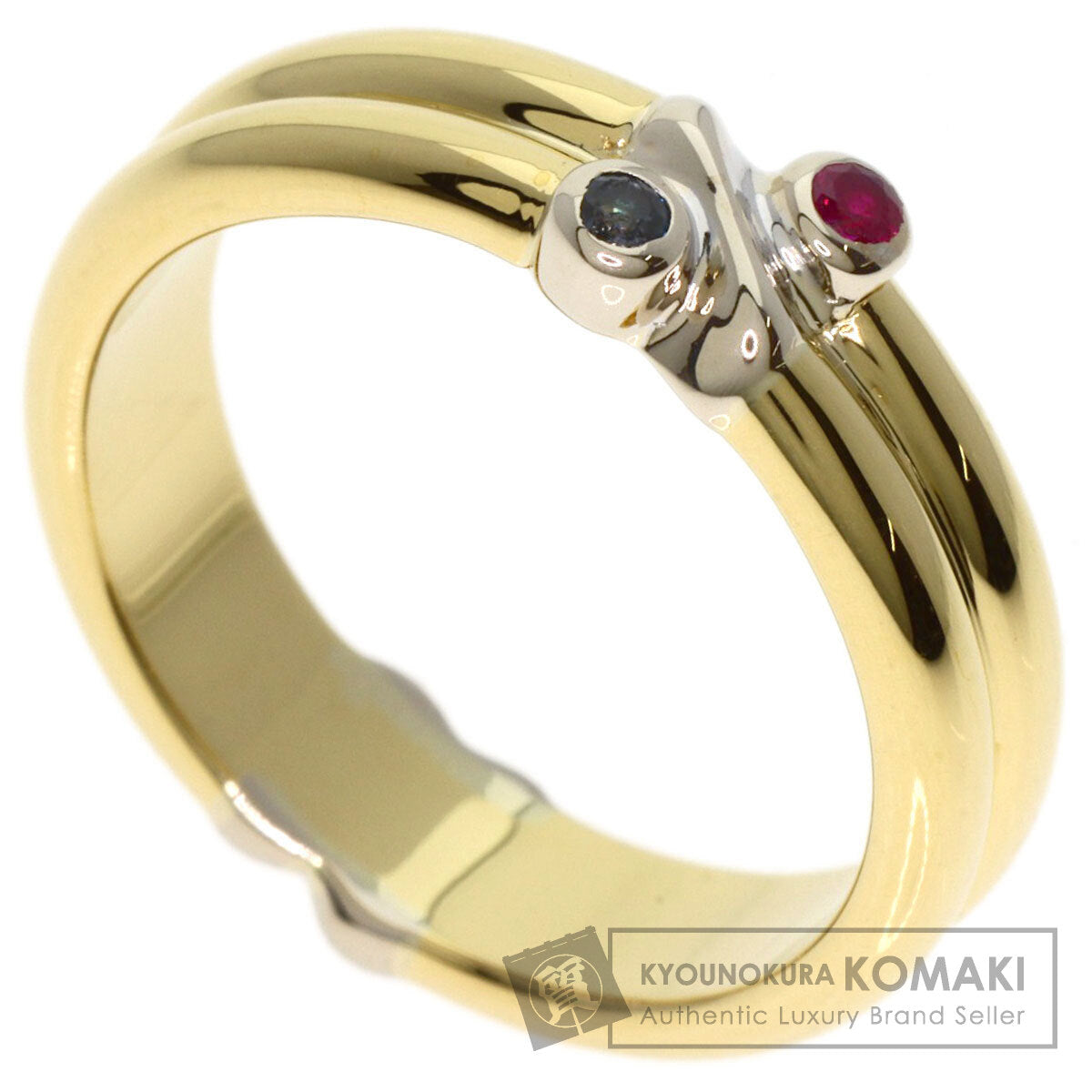 TIFFANY&Co. Signature Ruby Sapphire Ring K18 Yellow Gold Ladies [Used]