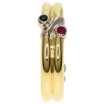 TIFFANY&Co. Signature Ruby Sapphire Ring K18 Yellow Gold Ladies [Used]
