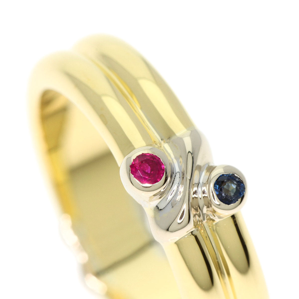 TIFFANY&Co. Signature Ruby Sapphire Ring K18 Yellow Gold Ladies [Used]