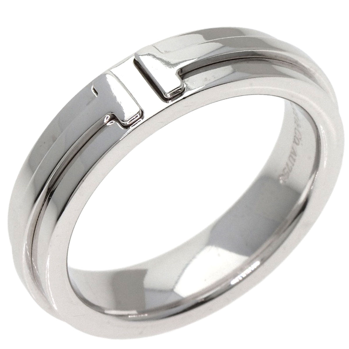 TIFFANY&Co. T TWO narrow Ring K18 White Gold Ladies [Used]