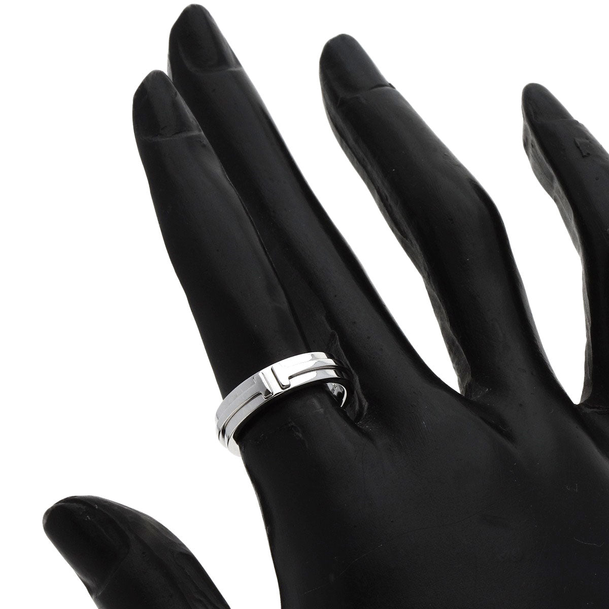 TIFFANY&Co. T TWO narrow Ring K18 White Gold Ladies [Used]