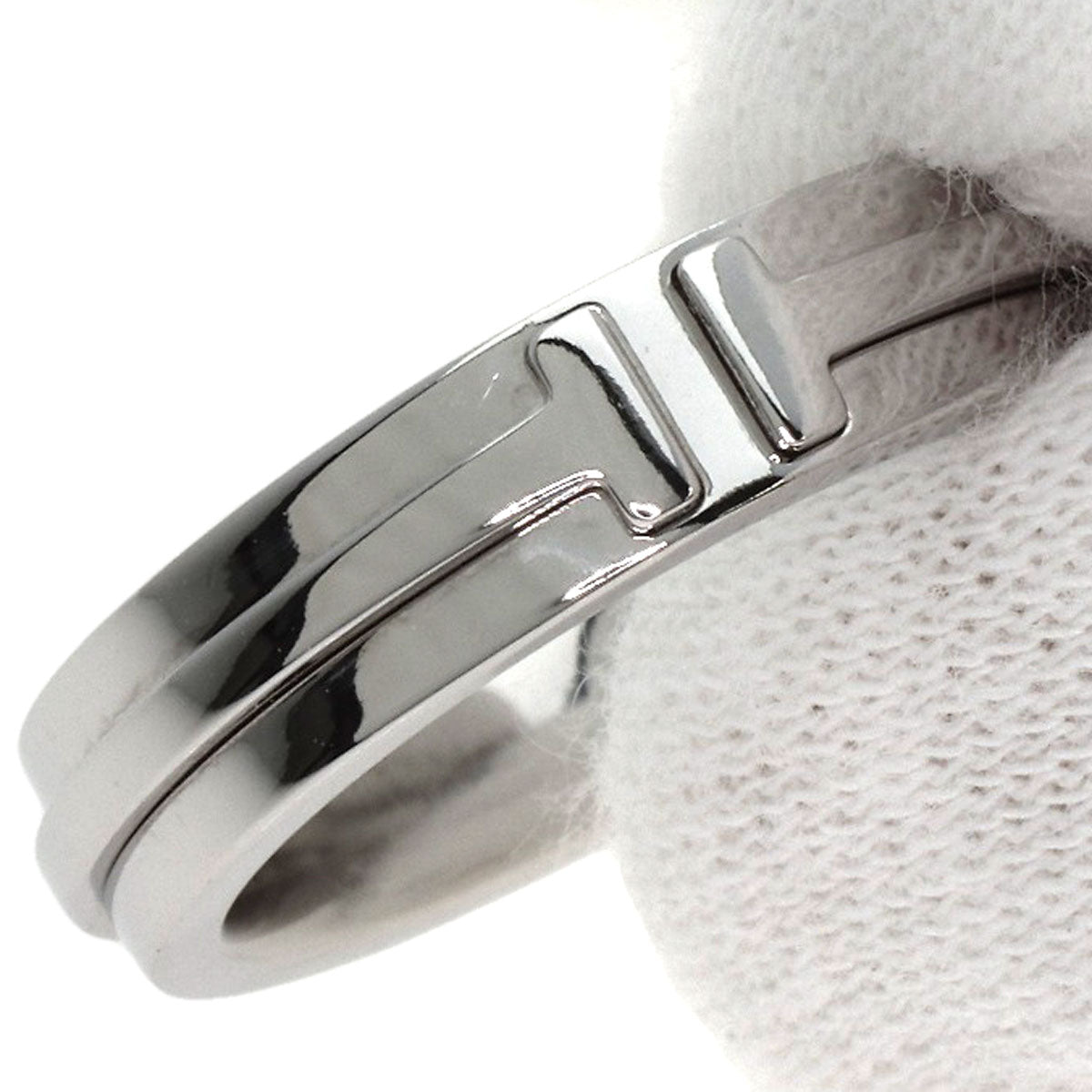 TIFFANY&Co. T TWO narrow Ring K18 White Gold Ladies [Used]