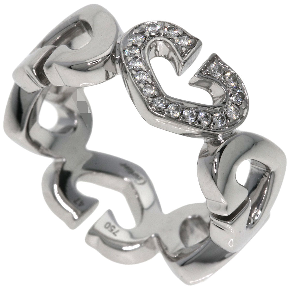 CARTIER C Heart Diamond #47 Ring K18 White Gold Ladies [Used]