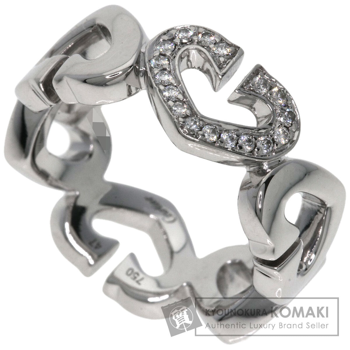CARTIER C Heart Diamond #47 Ring K18 White Gold Ladies [Used]