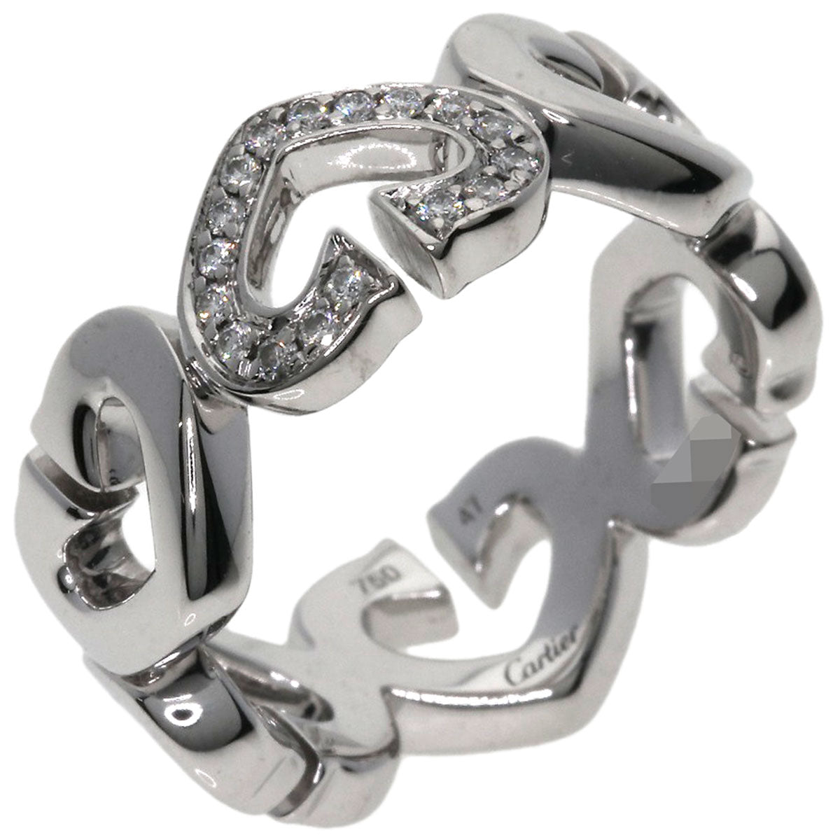 CARTIER C Heart Diamond #47 Ring K18 White Gold Ladies [Used]