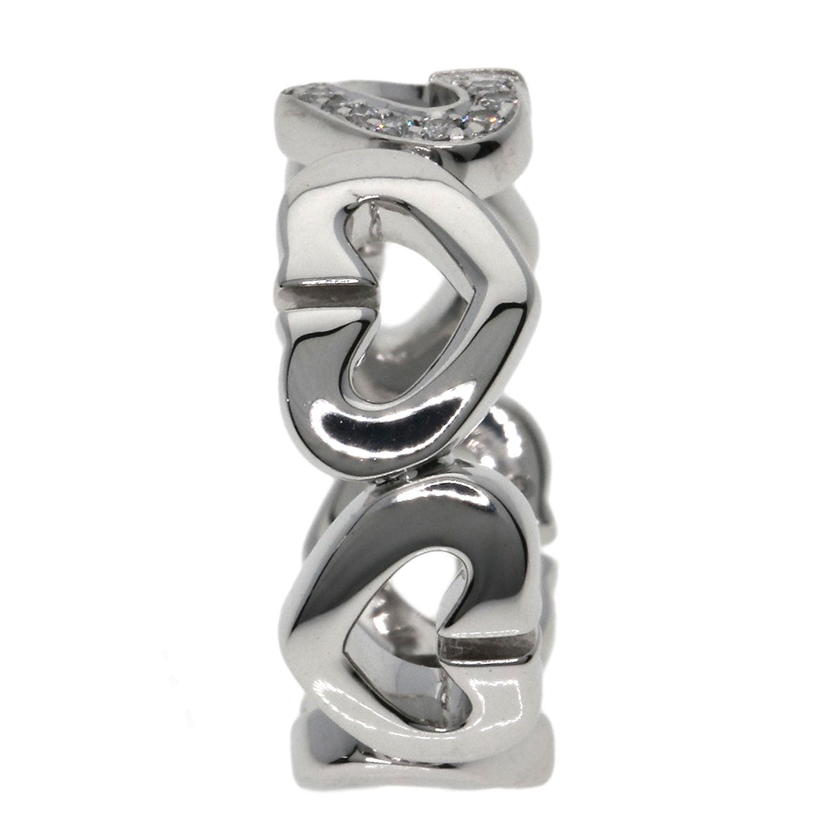 CARTIER C Heart Diamond #47 Ring K18 White Gold Ladies [Used]