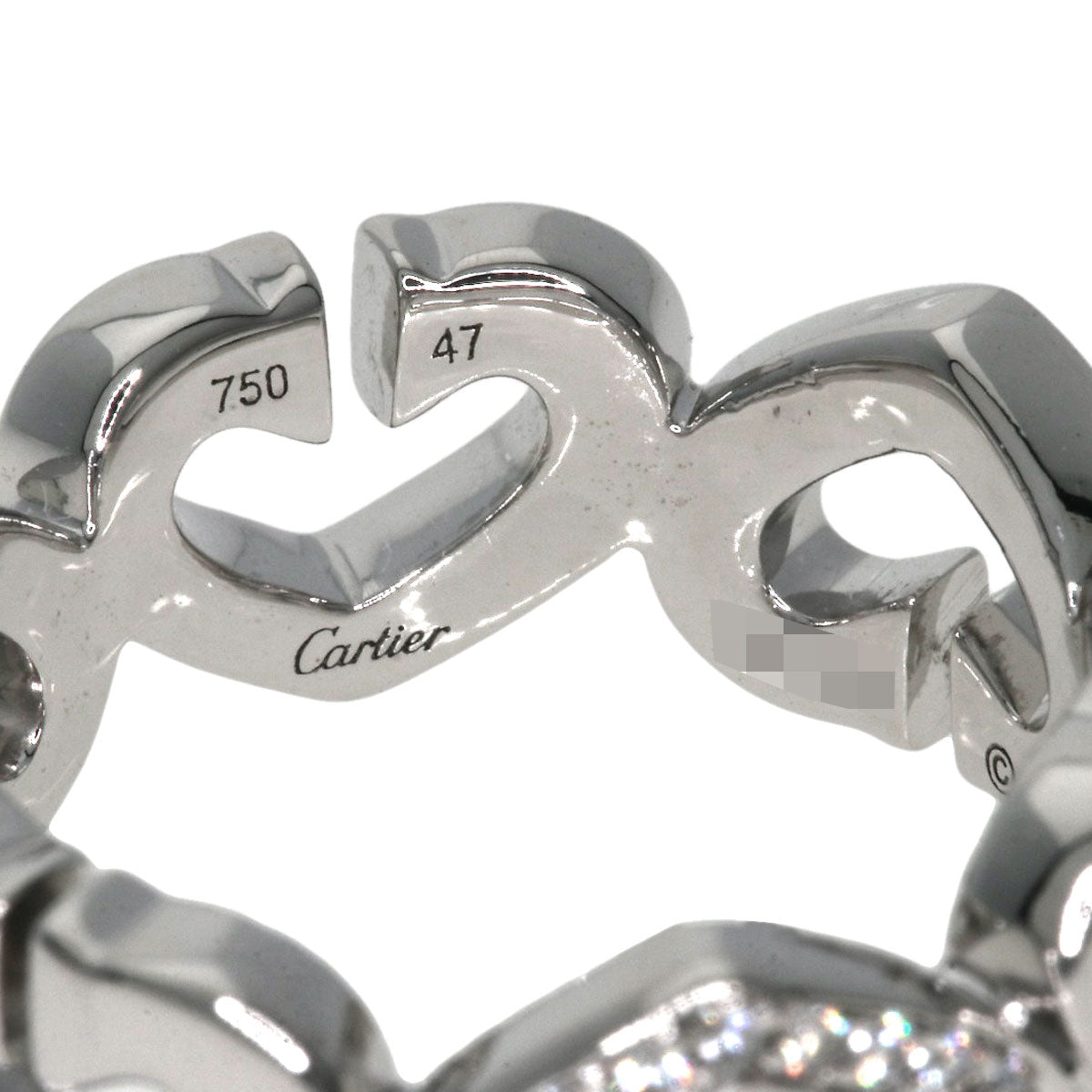 CARTIER C Heart Diamond #47 Ring K18 White Gold Ladies [Used]