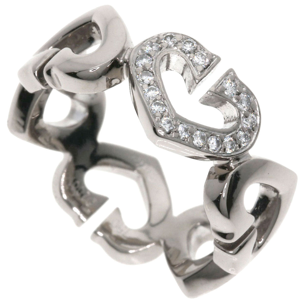 CARTIER C Heart Diamond #47 Ring K18 White Gold Ladies [Used]