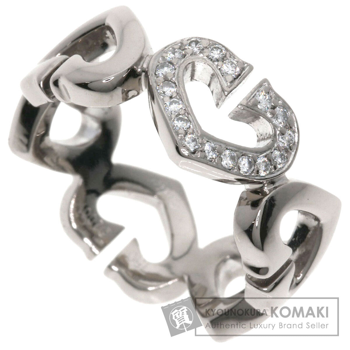 CARTIER C Heart Diamond #47 Ring K18 White Gold Ladies [Used]