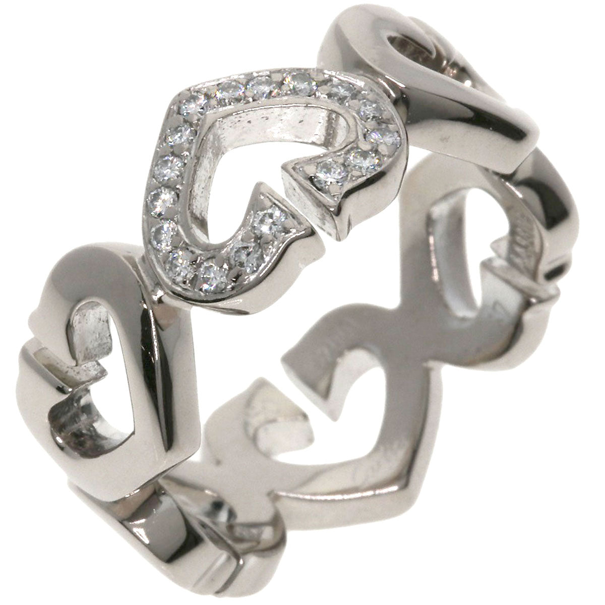 CARTIER C Heart Diamond #47 Ring K18 White Gold Ladies [Used]