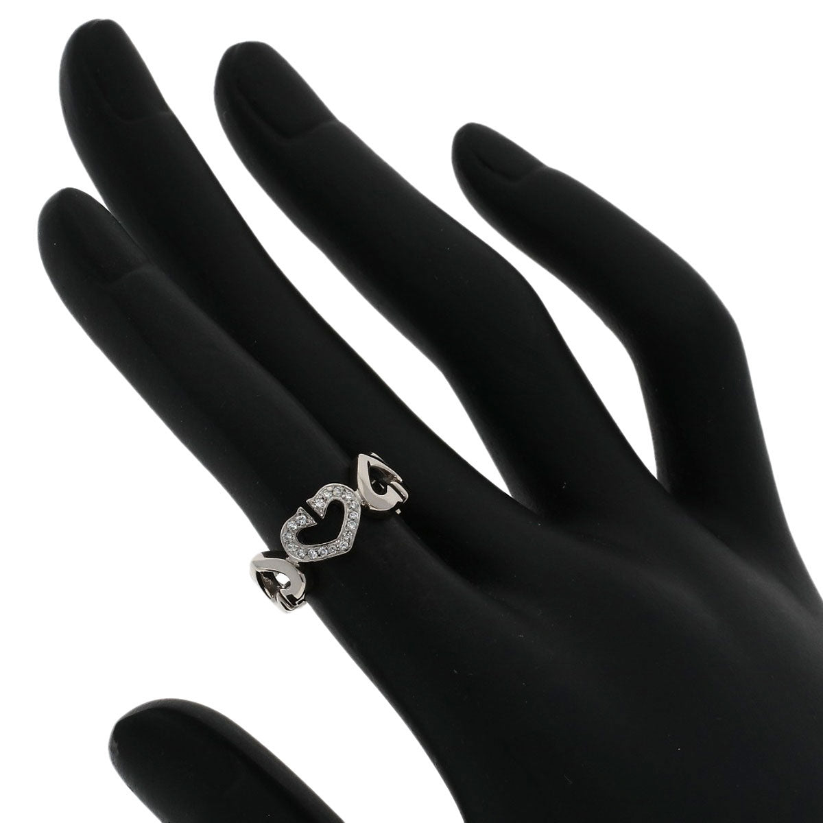 CARTIER C Heart Diamond #47 Ring K18 White Gold Ladies [Used]