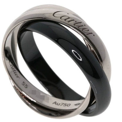 CARTIER Trinity Classic Black Ceramic #55 Ring K18 White Gold Ladies [Used]