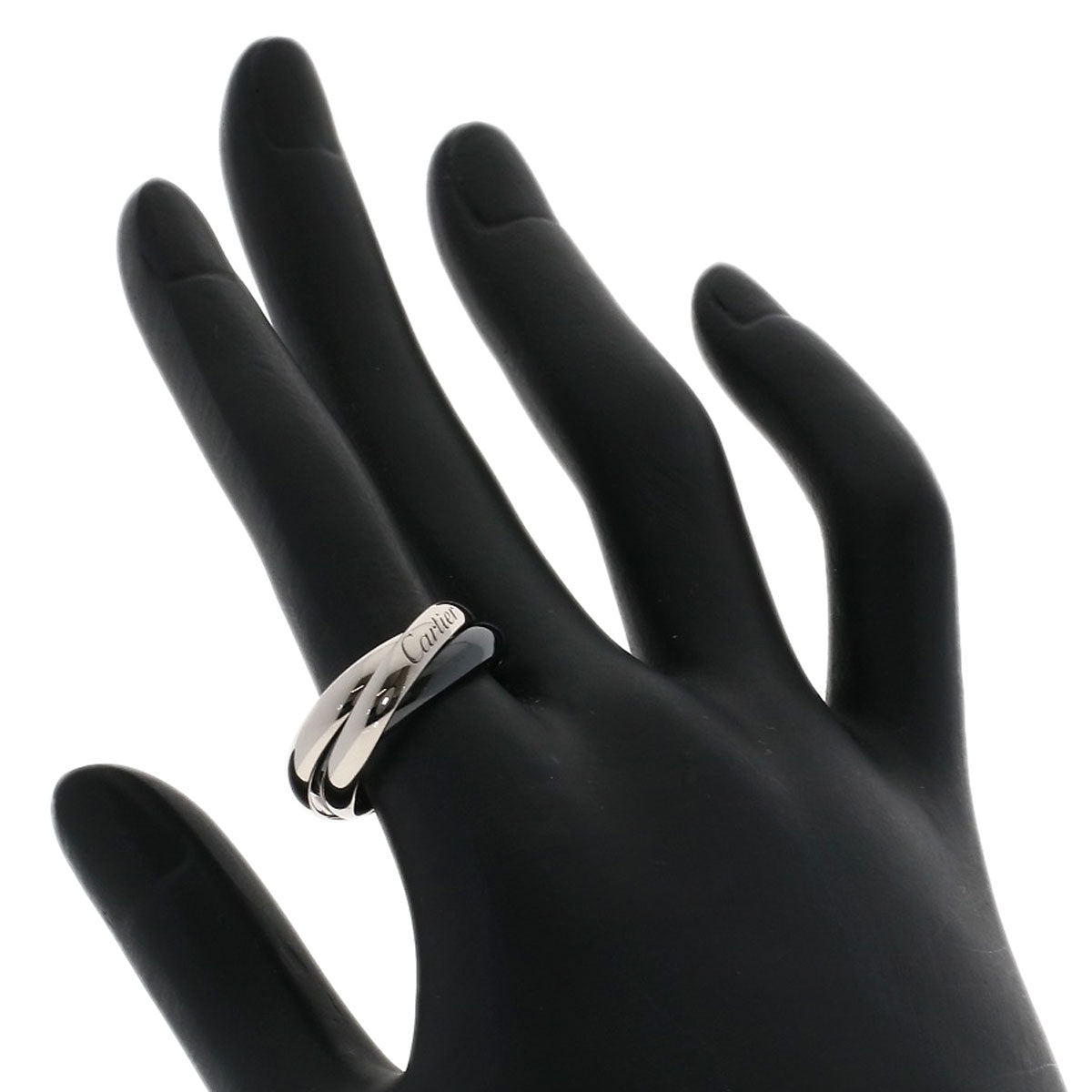 CARTIER Trinity Classic Black Ceramic #55 Ring K18 White Gold Ladies [Used]