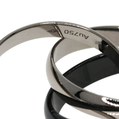 CARTIER Trinity Classic Black Ceramic #55 Ring K18 White Gold Ladies [Used]