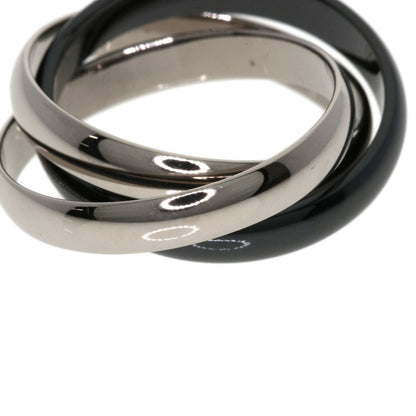 CARTIER Trinity Classic Black Ceramic #55 Ring K18 White Gold Ladies [Used]