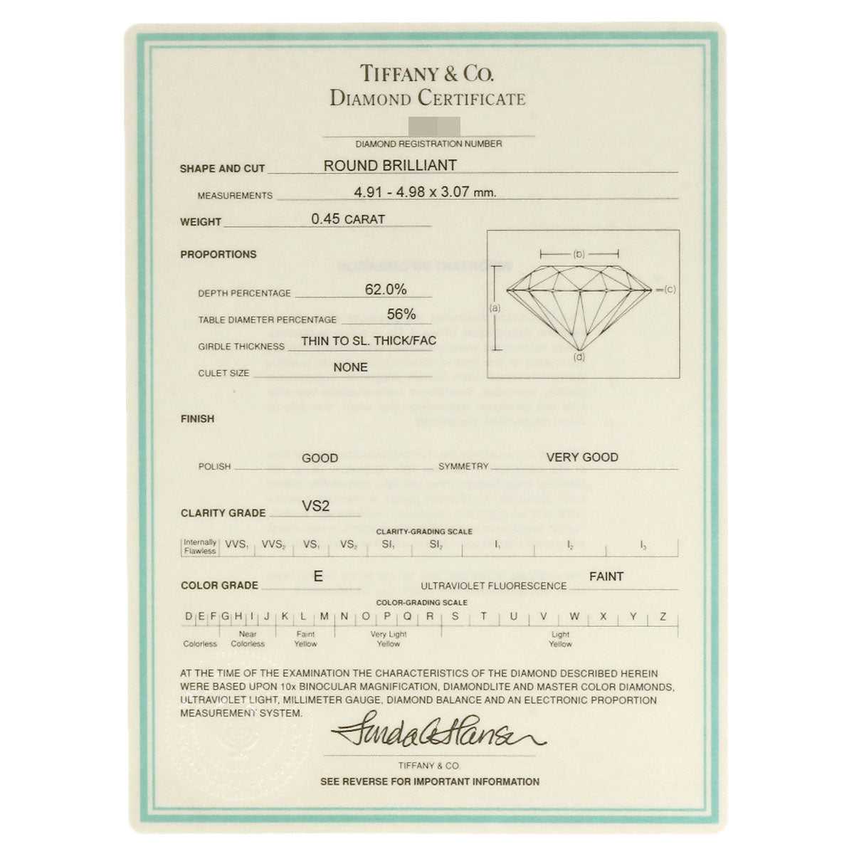 TIFFANY&Co.   Diamond Ring  Platinum PT950 Ladies [Used]