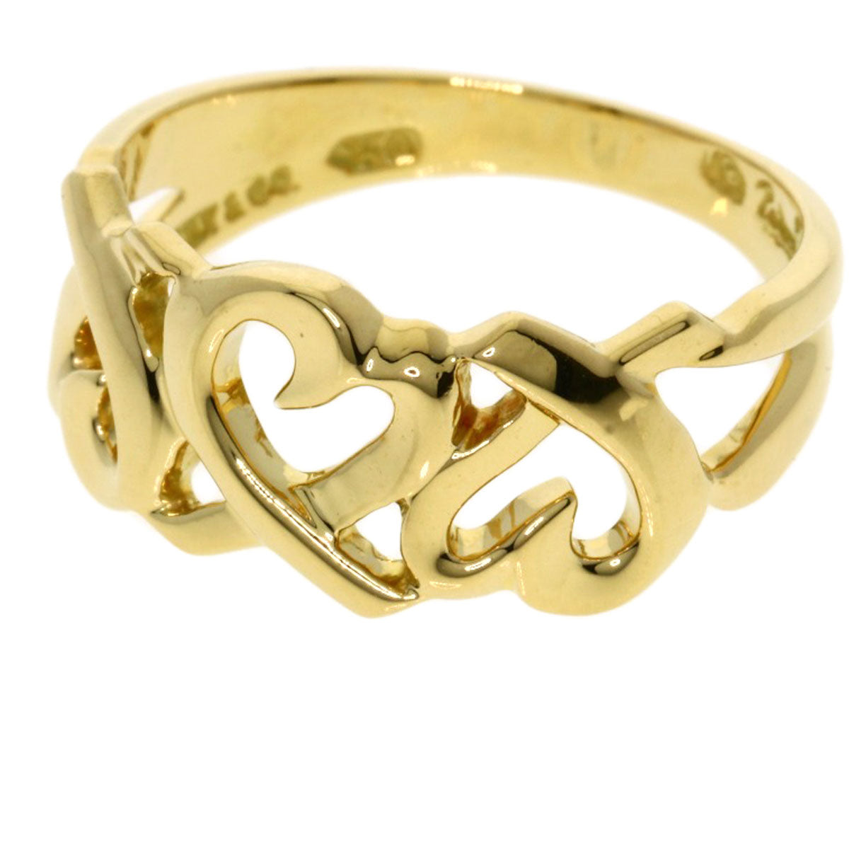 TIFFANY&Co.   Triple rubbing heart Ring  K18 Yellow Gold Ladies [Used]