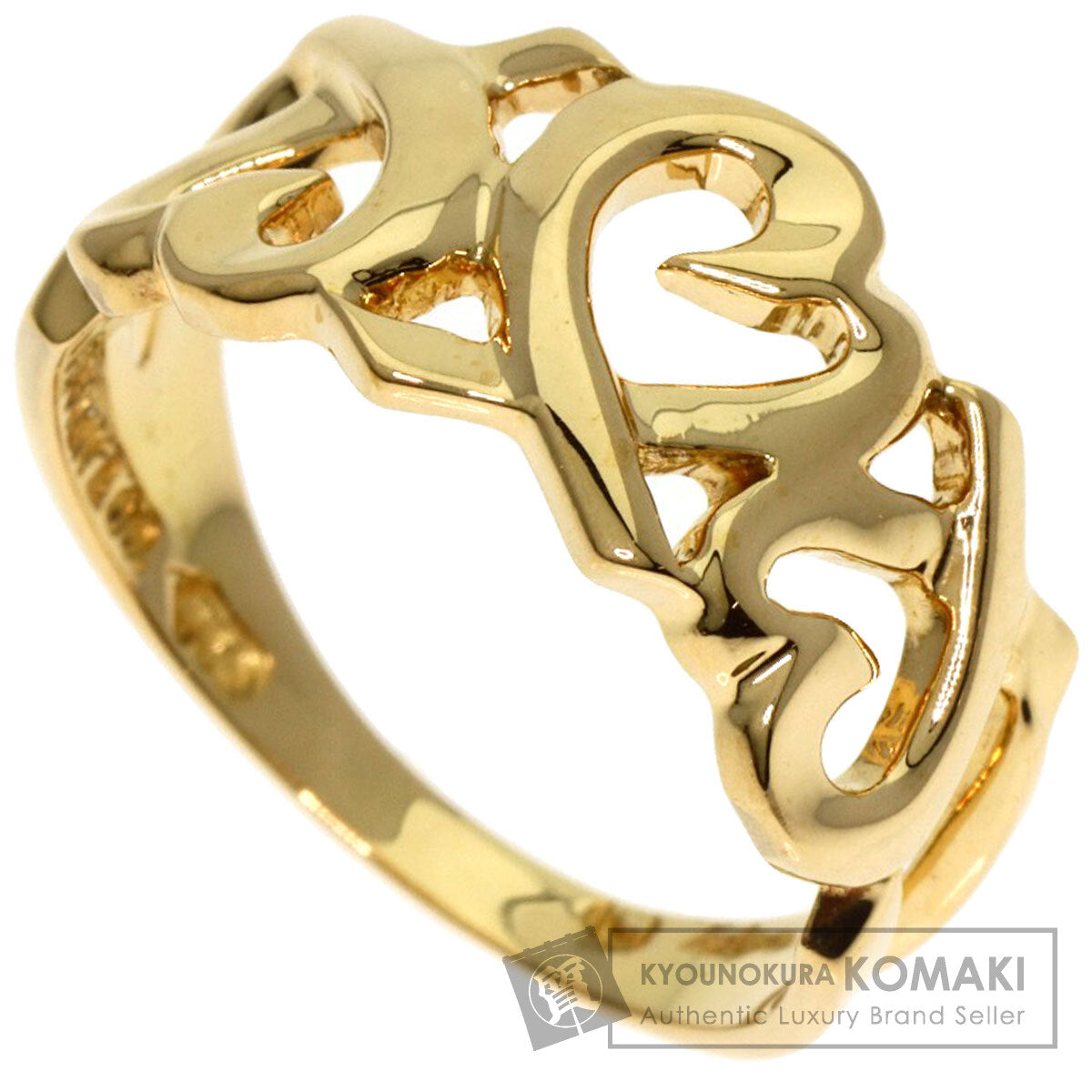 TIFFANY&Co. Triple rubbing heart Ring K18 Yellow Gold Ladies [Used]