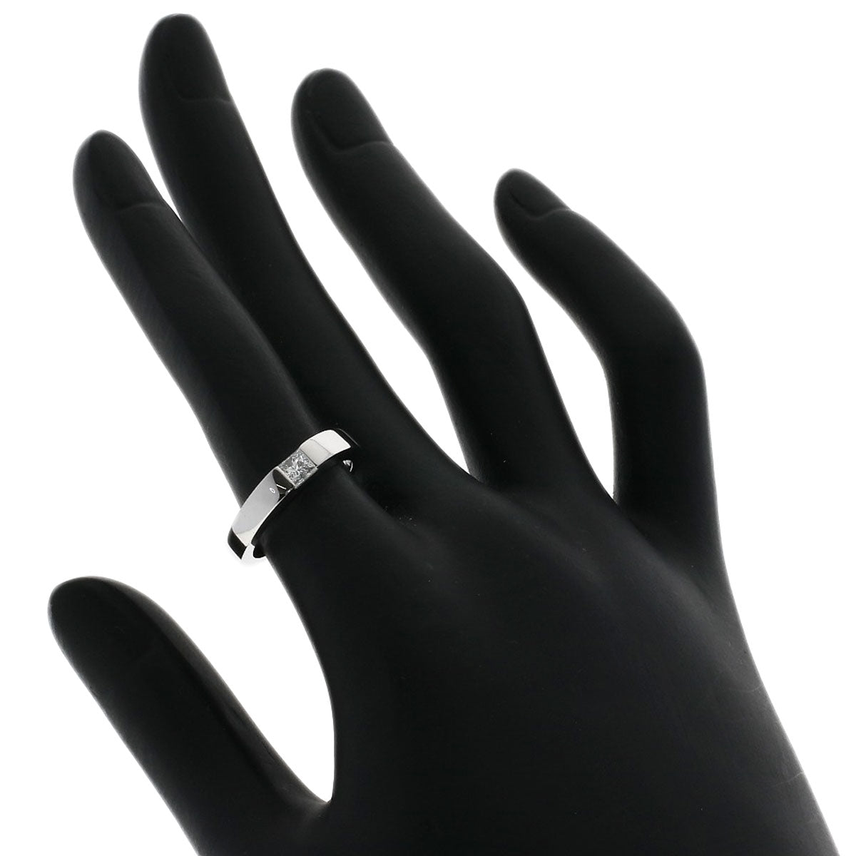 CARTIER Tank Diamond #50 Ring K18 White Gold Ladies [Used]