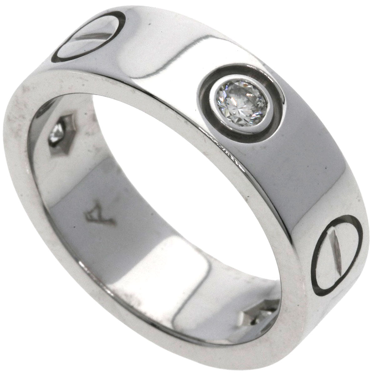 CARTIER love ring half Diamond #47 Ring K18 White Gold Ladies [Used]