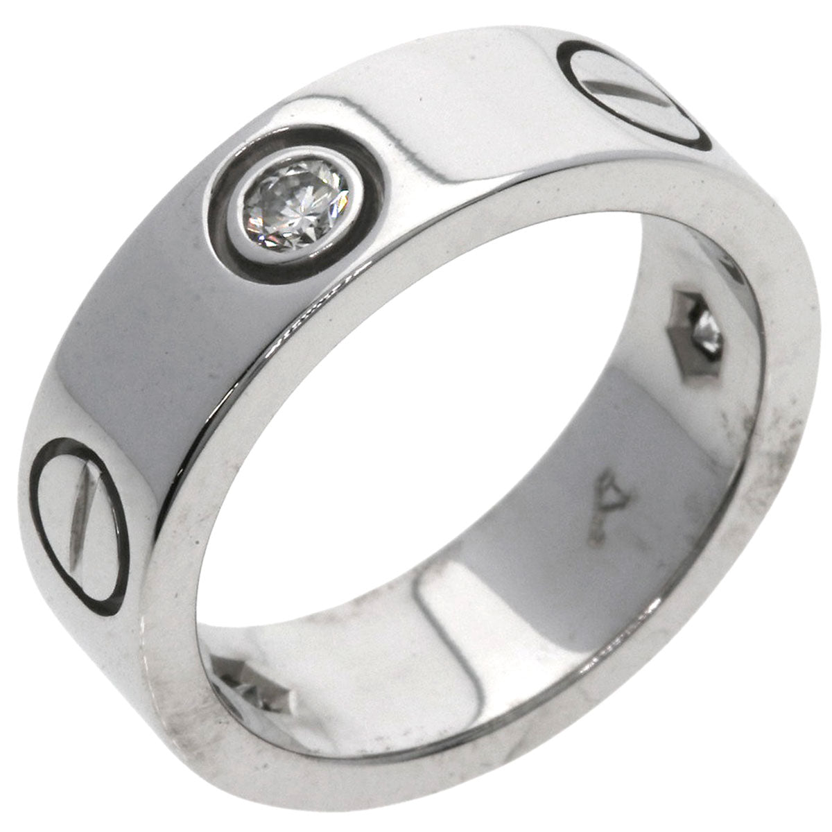 CARTIER love ring half Diamond #47 Ring K18 White Gold Ladies [Used]