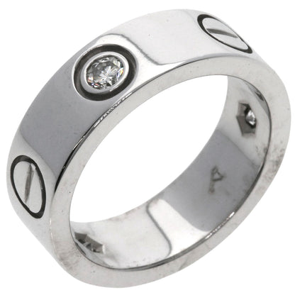 CARTIER love ring half Diamond #47 Ring K18 White Gold Ladies [Used]