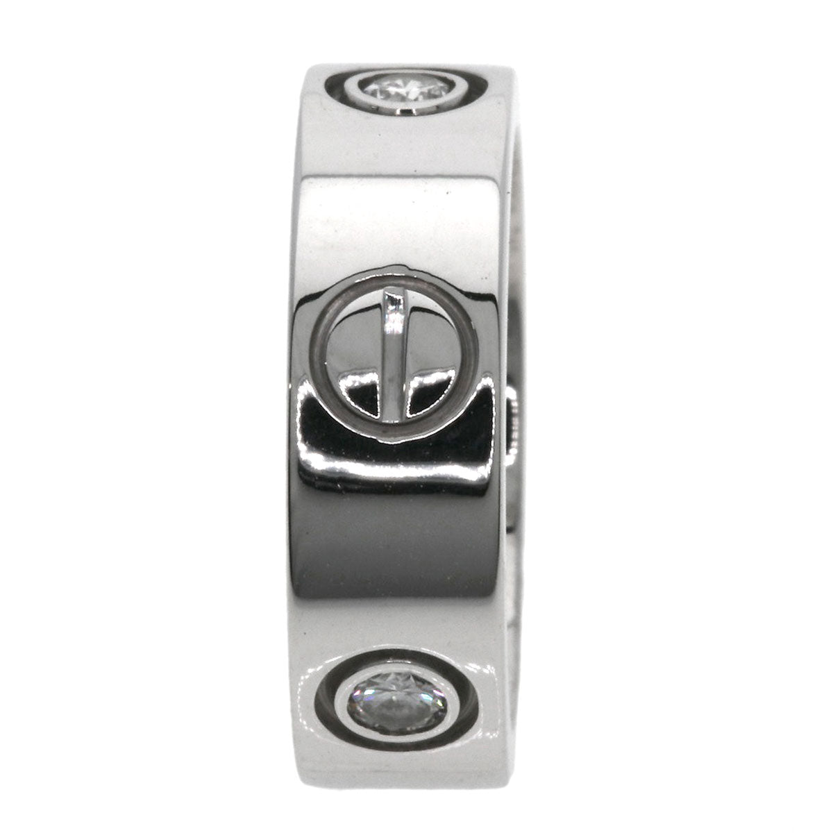 CARTIER love ring half Diamond #47 Ring K18 White Gold Ladies [Used]