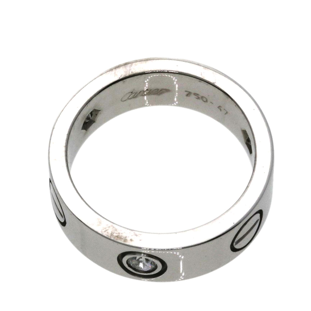 CARTIER love ring half Diamond #47 Ring K18 White Gold Ladies [Used]