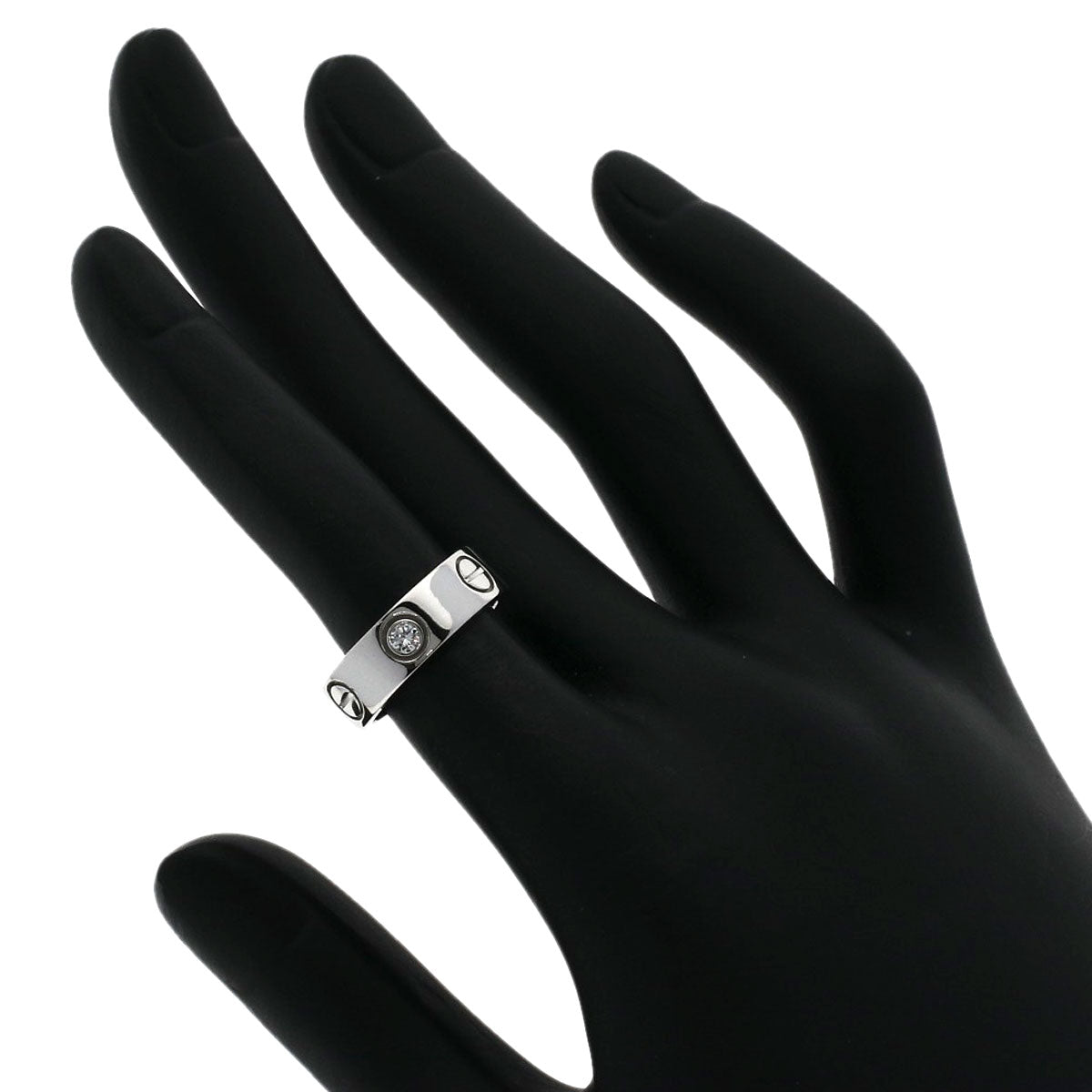 CARTIER love ring half Diamond #47 Ring K18 White Gold Ladies [Used]