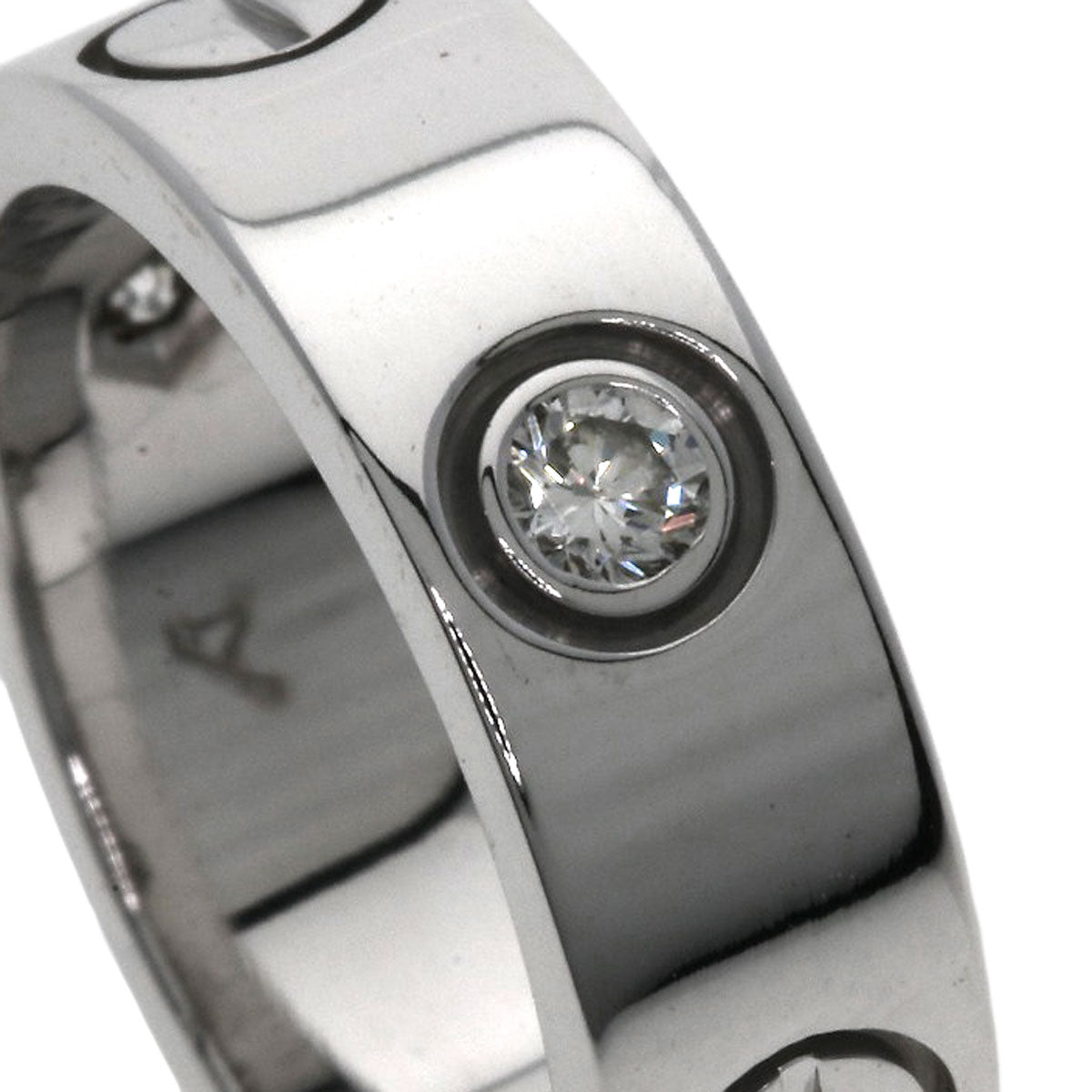 CARTIER love ring half Diamond #47 Ring K18 White Gold Ladies [Used]