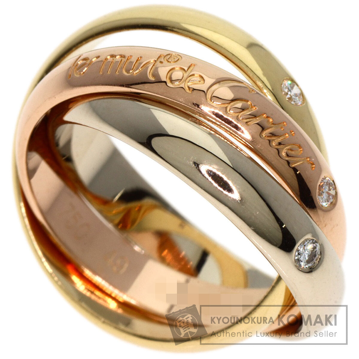 CARTIER Trinity MM 3P Diamond #49 Ring K18 Yellow Gold 18K Pink GoldLadies [Used]
