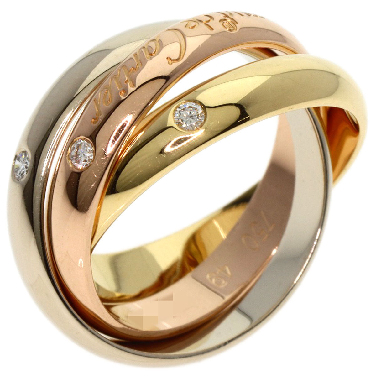 CARTIER Trinity MM 3P Diamond #49 Ring K18 Yellow Gold 18K Pink GoldLadies [Used]