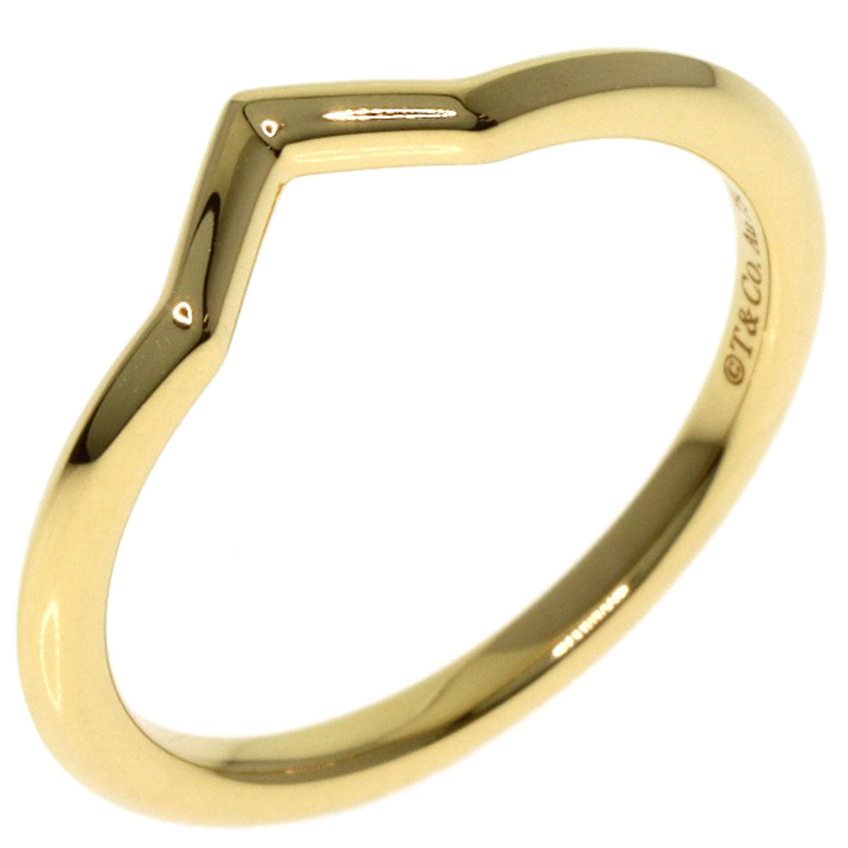 TIFFANY&Co. V band Ring K18 Yellow Gold Ladies [Used]