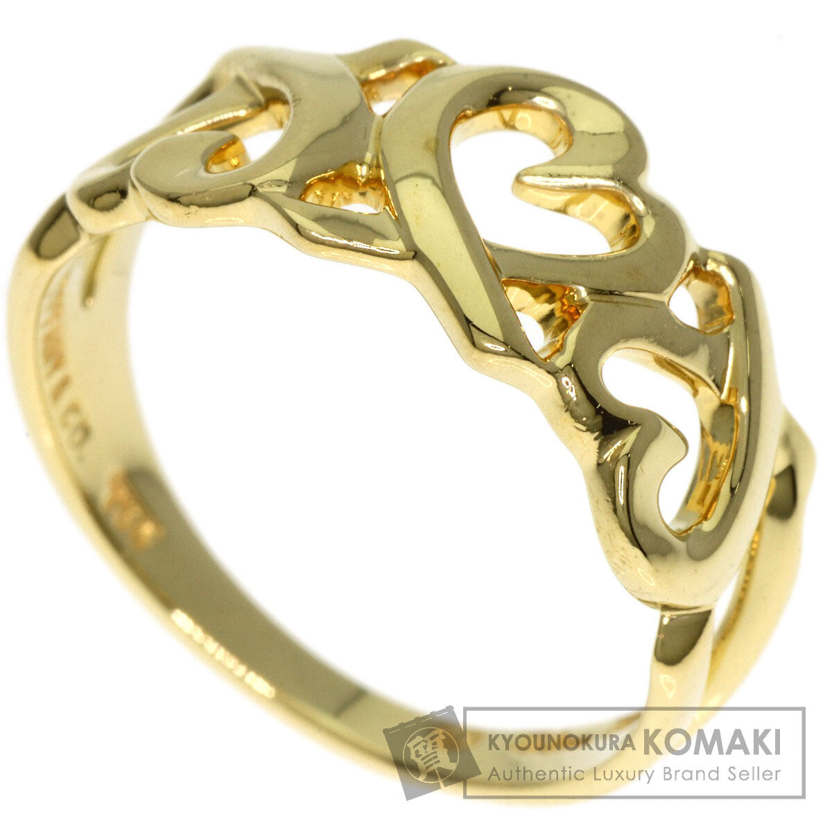 TIFFANY&Co.   Triple rubbing heart Ring  K18 Yellow Gold Ladies [Used]