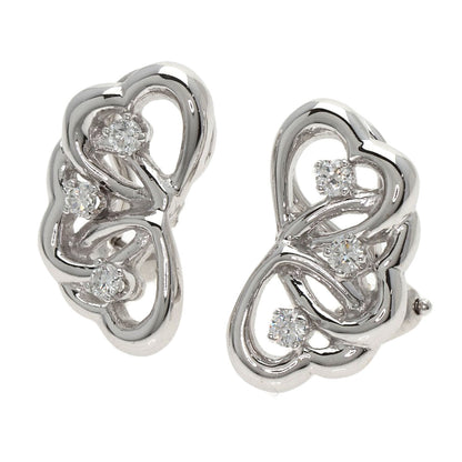 TIFFANY&Co. Triple Heart Diamond Earring K18 White Gold Ladies [Used]
