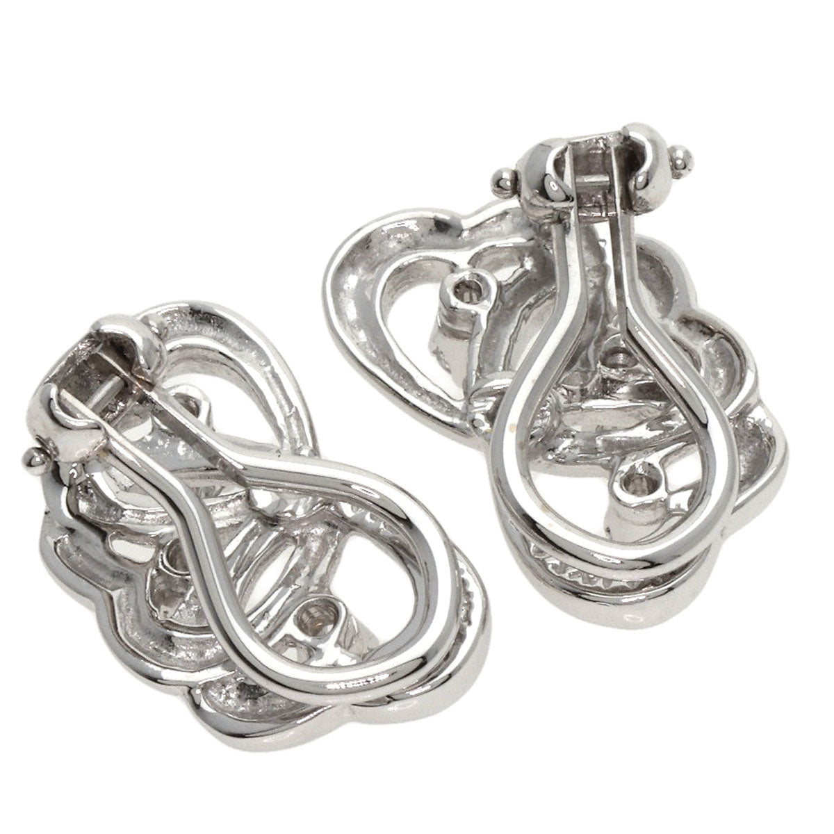 TIFFANY&Co. Triple Heart Diamond Earring K18 White Gold Ladies [Used]