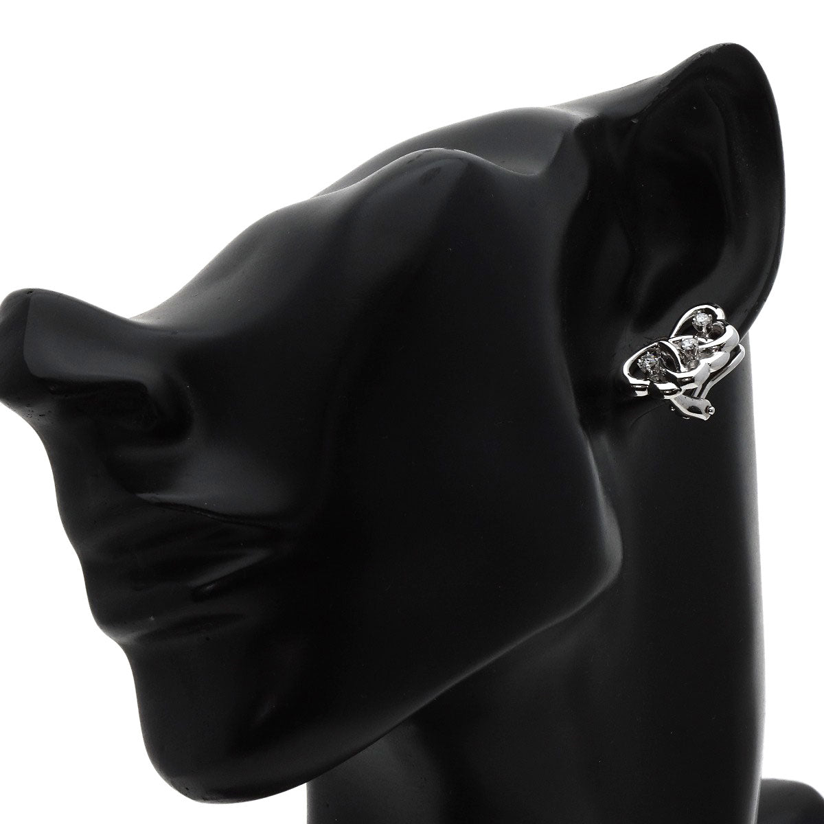 TIFFANY&Co. Triple Heart Diamond Earring K18 White Gold Ladies [Used]