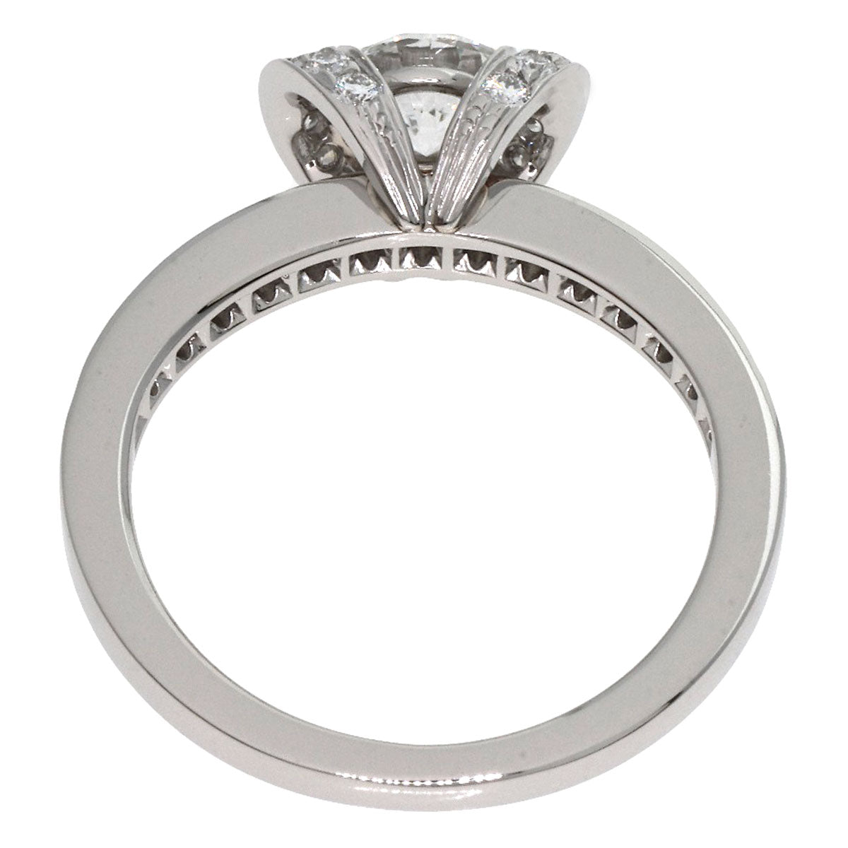 ティファニー リボンモチーフ ダイヤモンド リング・指輪 プラチナPT950 レディース 【中古】【TIFFANY&Co.】
