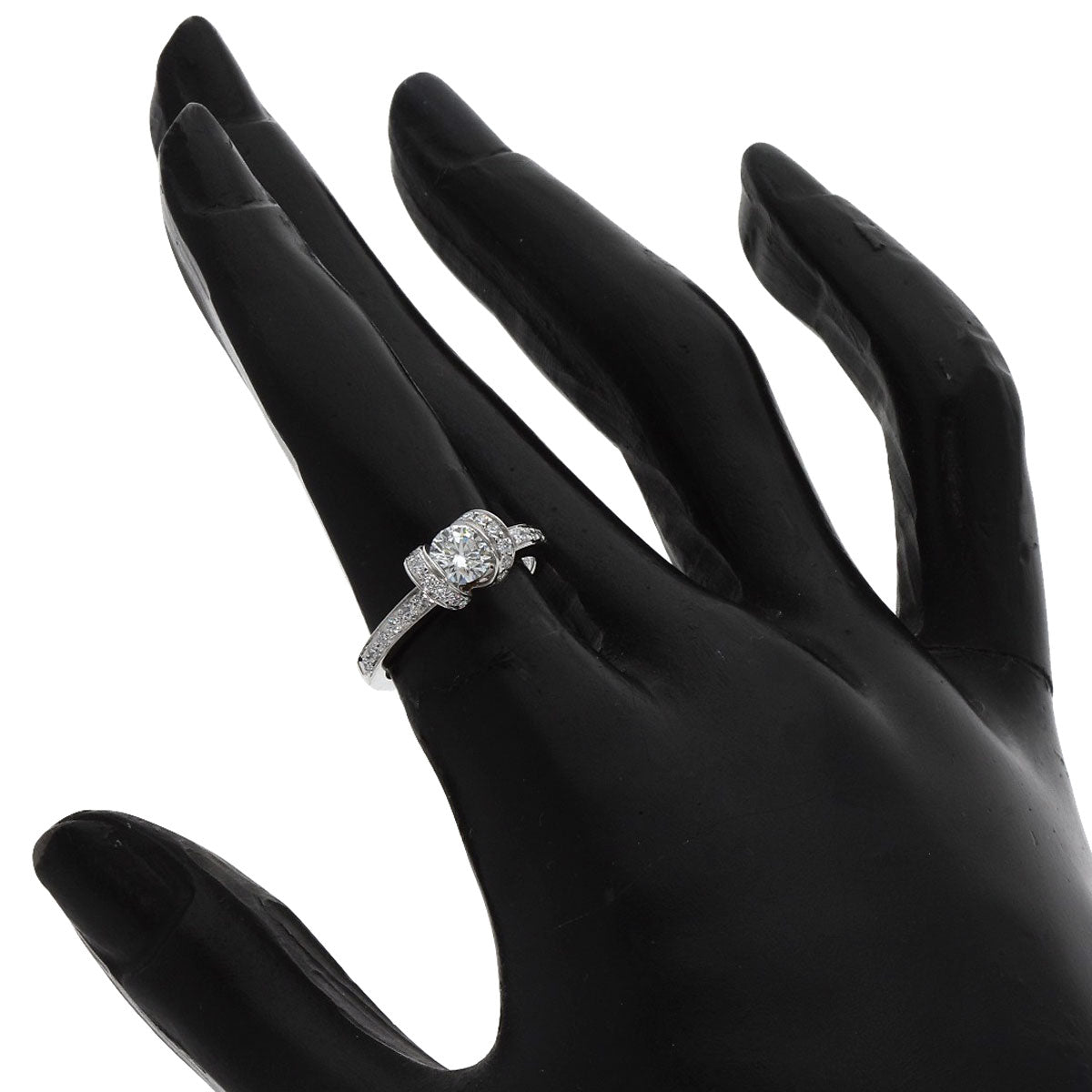 ティファニー リボンモチーフ ダイヤモンド リング・指輪 プラチナPT950 レディース 【中古】【TIFFANY&Co.】