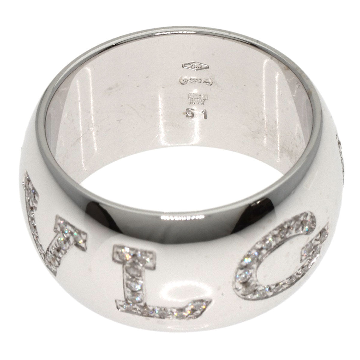 BVLGARI Monologo Diamond #51 Ring K18 White Gold Ladies [Used]