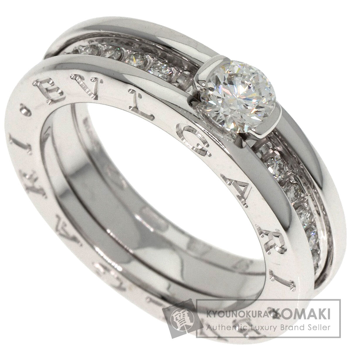 BVLGARI B-ero1 B-zero1 Solitaire Diamond#48 Ring K18 White Gold Ladies [Used]